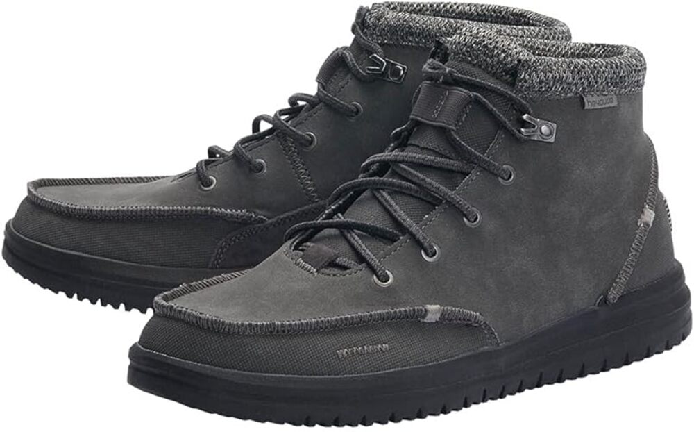 Hey Dude Bradley Boots Mocassin Lace Up Hi Top Waterproof Leather Gray Granite 7